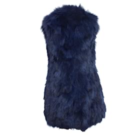 Autre Marque-DNA, blue sleeveless fur coat.-Blue