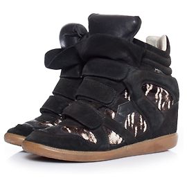 Isabel Marant, Beckett sneakers in zebra print. Black