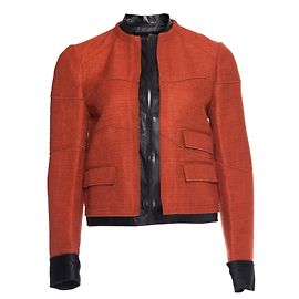 Proenza Schouler Proenza Schuler, Tweedjacke mit Lederbesatz. Orange