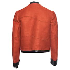 Proenza Schouler-Proenza Schouler, Leather trimmed tweed jacket.-Orange