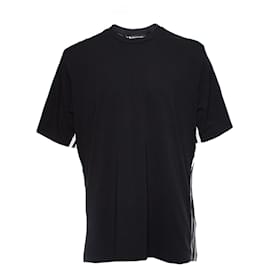 Y3-Y3, T-shirt nera con righe.-Nero