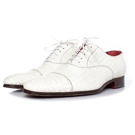 Santoni, Derby à lacets en alligator blanc Blanc