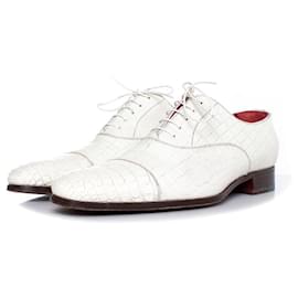 Santoni-Santoni, Alligator lace-up derby in white-White