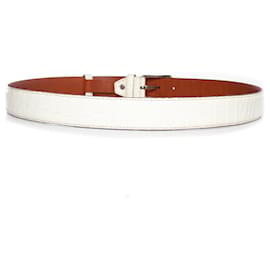 Santoni-Santoni, Alligator leather belt in white-White