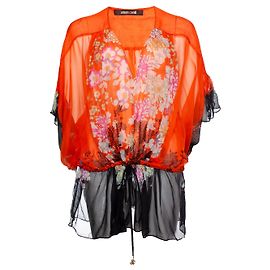 Roberto Cavalli, top de seda con estampado de flores Multicolor