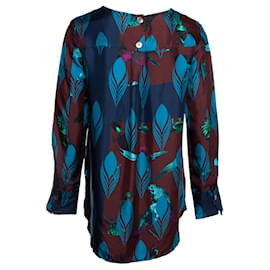 Autre Marque-Odeeh, blusa de seda con estampado de pájaros y plumas-Multicolor