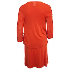 Chanel-Chanel, Terra colored set of dress with cardigan-Orange
