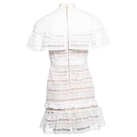 Autre Marque-Self Portrait, White ruffled lace mini dress.-White