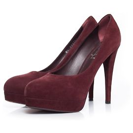 YVES SAINT LAURENT, Gaby suede pumps Red