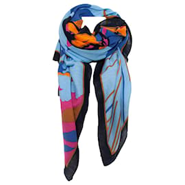 Autre Marque-Jacques Rollet, Silk scarf with ocean print.-Multiple colors