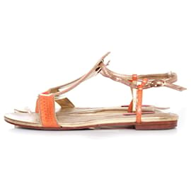 Autre Marque-Pring, Gold and orange snakeskin sandals.-Multiple colors,Orange