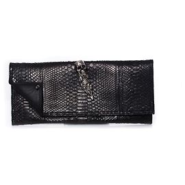 Autre Marque Maison Du Posh, Pochette en python à anneau articulé Noir