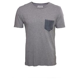 Maison Martin Margiela Martin Margiela, hellgraues T-Shirt mit karierter Tasche. Grau
