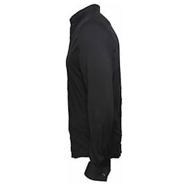 Autre Marque-Rykiel Homme, chemise noire en tissu stretch (coupe slim).-Noir