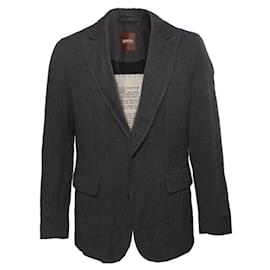 Hugo Boss-Hugo Boss, blazer grigio chiaro con cuciture azzurre in taglia 50.-Grigio