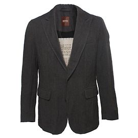 Hugo Boss, hellgrauer Blazer mit hellblauen Nähten in Größe 50. Grau