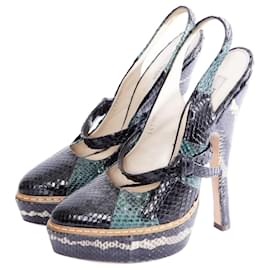 Prada python patchwork slingback Black Green