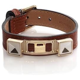 Proenza Schouler-Proenza Schouler, brown leather bracelet with golden hardware.-Brown