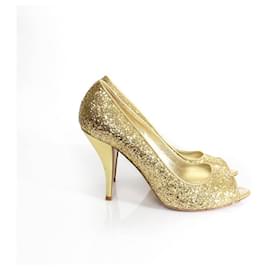 Autre Marque-Pablo Warmer, zapatos de salón con purpurina de piel dorada.-Dorado