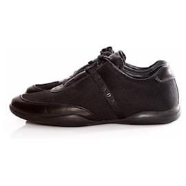 Prada-Prada, zapatillas negras con logo de Prada.-Negro