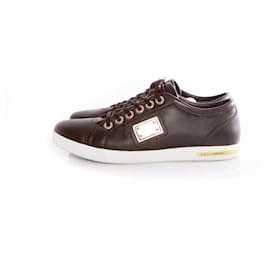 Dolce & Gabbana-Dolce & Gabanna, BROWN LEATHER SNEAKERS.-Brown