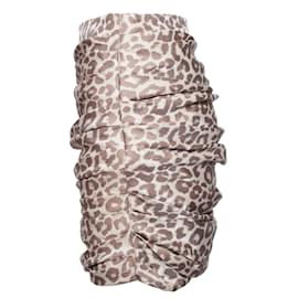Anne Fontaine-ANNE FONTAINE, Minigonna drappeggiata con stampa leopardata.-Marrone