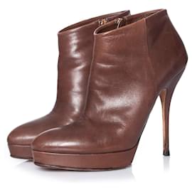 Gucci-gucci, Brown leather platform ankle boots.-Brown