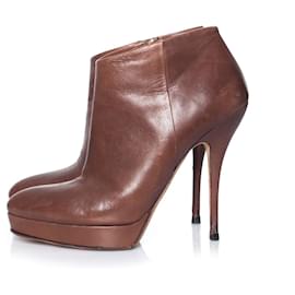 Gucci-gucci, Brown leather platform ankle boots.-Brown