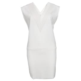 Iro-IRO, robe blanche sans manches avec bordure en cuir-Blanc