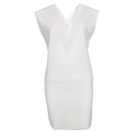 IRO, vestido branco sem mangas com borda de couro Branco