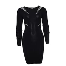 Pinko, schwarzes Stretchkleid mit Spitzendetails Schwarz