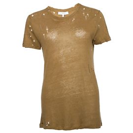 IRO, Camiseta de linho rasgada e esfarrapada Verde