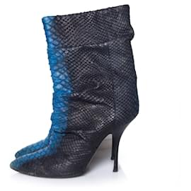 Giuseppe Zanotti-Giuseppe Zanotti,  Python leather Half Boots-Black,Blue