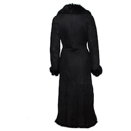 Autre Marque-Tony Enzo, Vintage belted lammy coat in black-Black