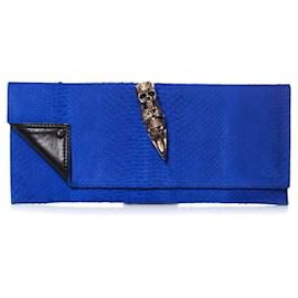 Autre Marque-Maison Du Posh, clutch in pelle di serpente Blu Elettrico.-Blu