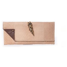 Autre Marque Maison Du Posh, Knöchelring-Clutch aus beigem Pythonleder. Braun Andere
