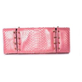 Autre Marque Maison Du Posh, Piercing-Totenkopf-Clutch aus rosa Python. Pink
