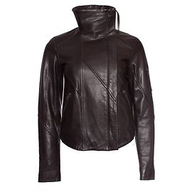 Autre Marque Denham, brown high neck leather jacket Brown