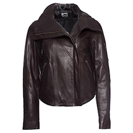 Autre Marque-Denham, jaqueta de couro marrom com gola alta-Marrom