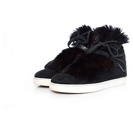 Gianvito rossi, Inuit fur-trimmed suede sneakers Black