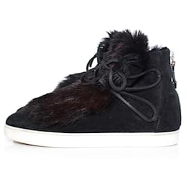 Gianvito Rossi-Gianvito rossi, Inuit fur-trimmed suede sneakers-Black