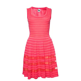 Missoni-MISSONI, Coral pink striped lurex dress-Red,Orange