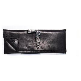 Autre Marque Maison Du Posh, Knuckle ring leather clutch in black. Black