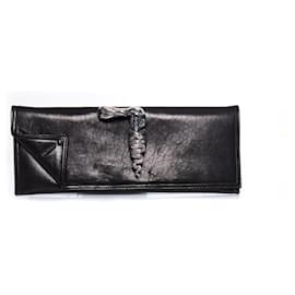 Autre Marque-Maison Du Posh, Knuckle ring leather clutch in black.-Black