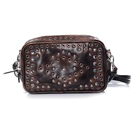 Prada-Prada, Vitello vintage embellished camera messenger bag.-Brown