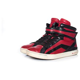 Pierre Balmain-PIERRE BALMAIN, High top sneaker in red and black.-Red