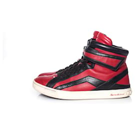 Pierre Balmain-PIERRE BALMAIN, Sneaker alta in rosso e nero.-Rosso