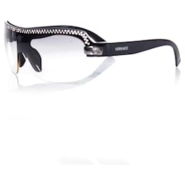 Gianni Versace-VERSACE, Vintage sunglasses with gradient and rhinestones-Black,Grey