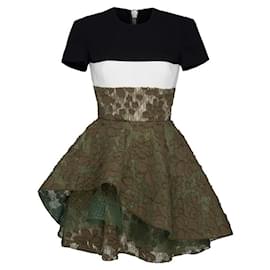 Autre Marque-Alex Perry, Delphine satin floral lace mini dress.-Green