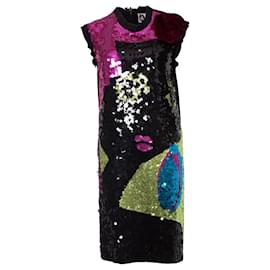 Lanvin-LANVIN, Kleid mit Pailletten und Blumen-Mehrfarben